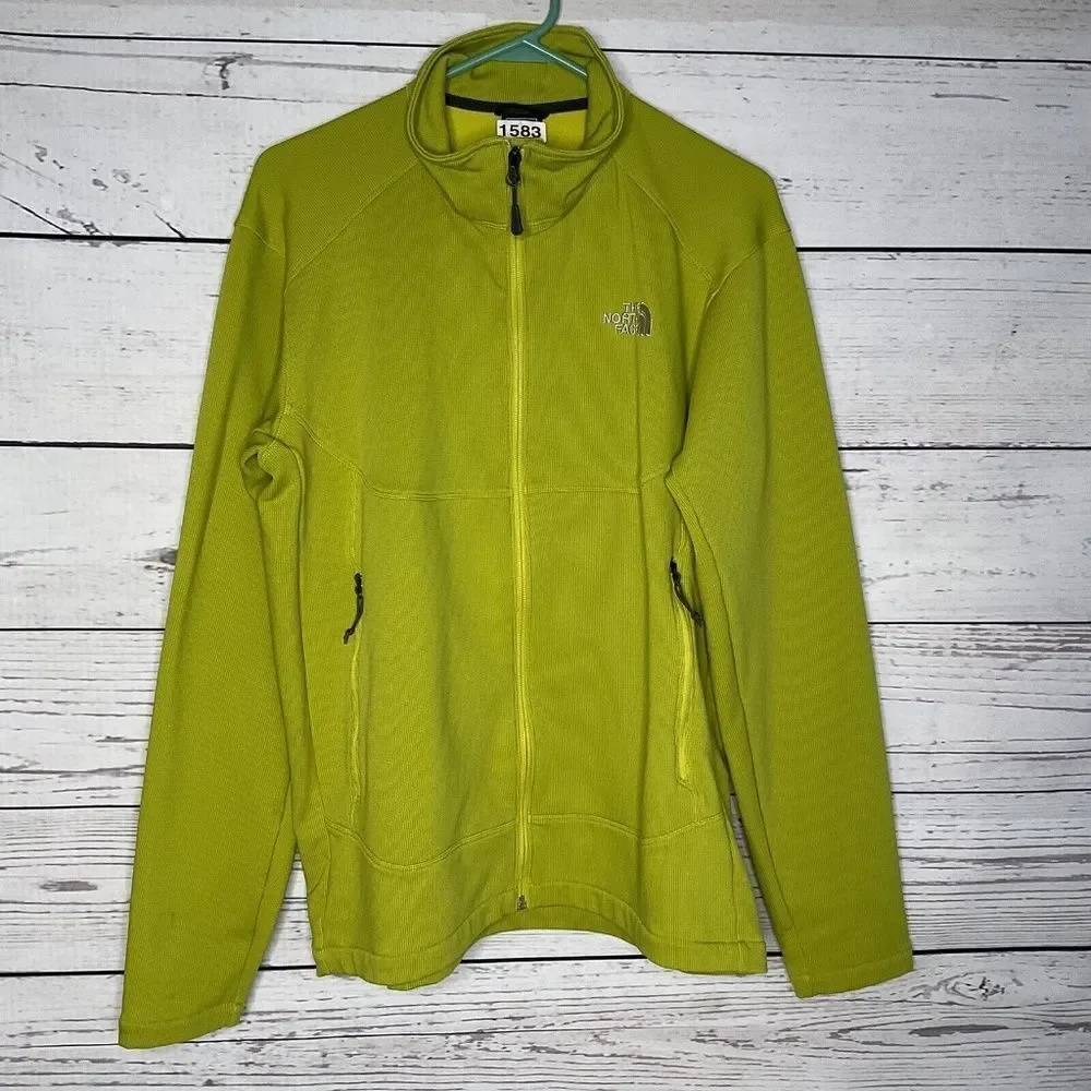 The North Face Mustard Yellow Long Sleeve Full Zip Fleece Jacket Men Size‎ L
